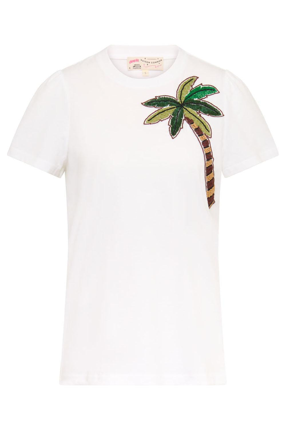 Palm Tree Embroidered T-Shirt-WHITE-S-CLOTHINGTOPT-SHIRT-MAISON COMMON