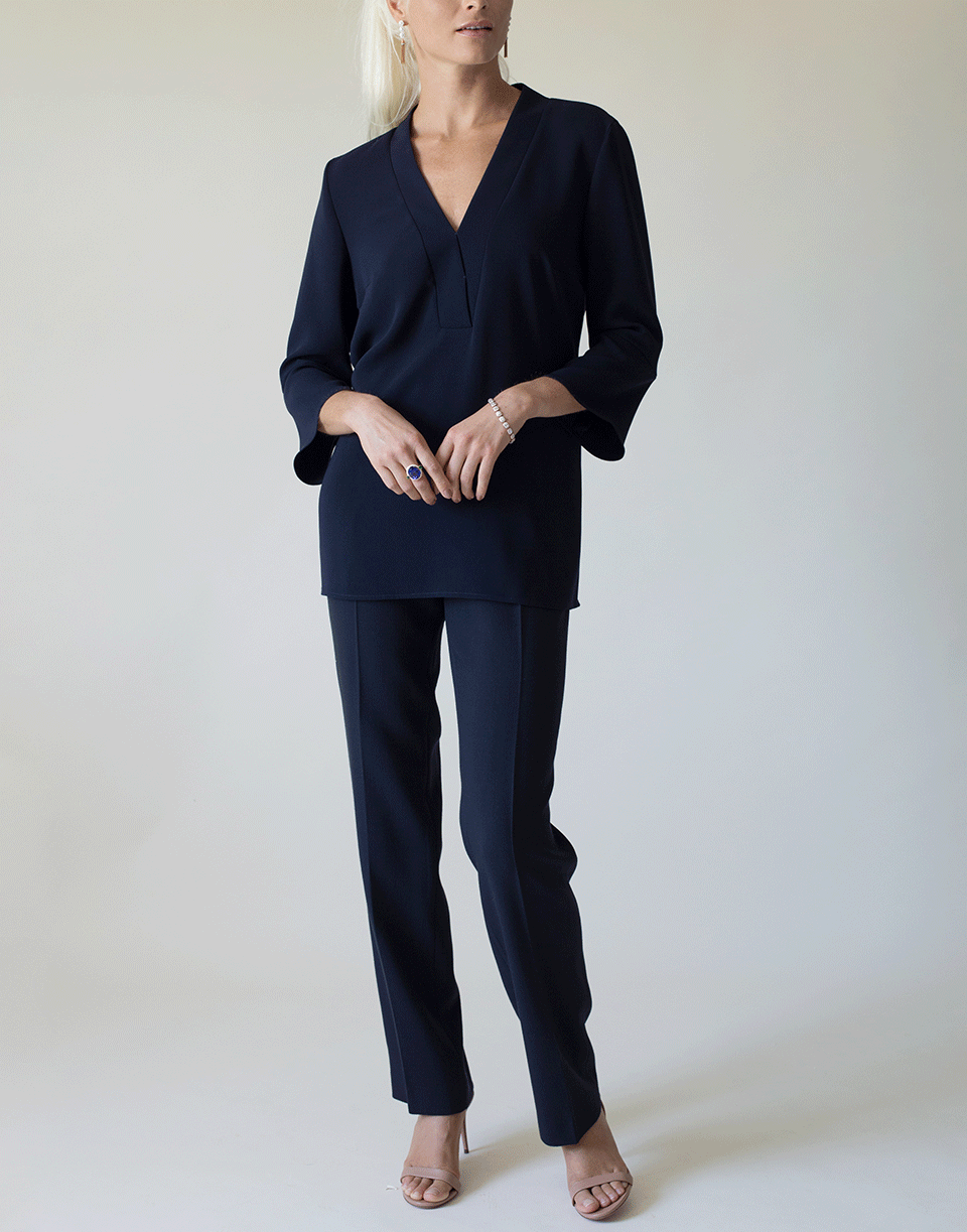 MAISON COMMON-V-Neck Travel Safe Tunic-NAVY