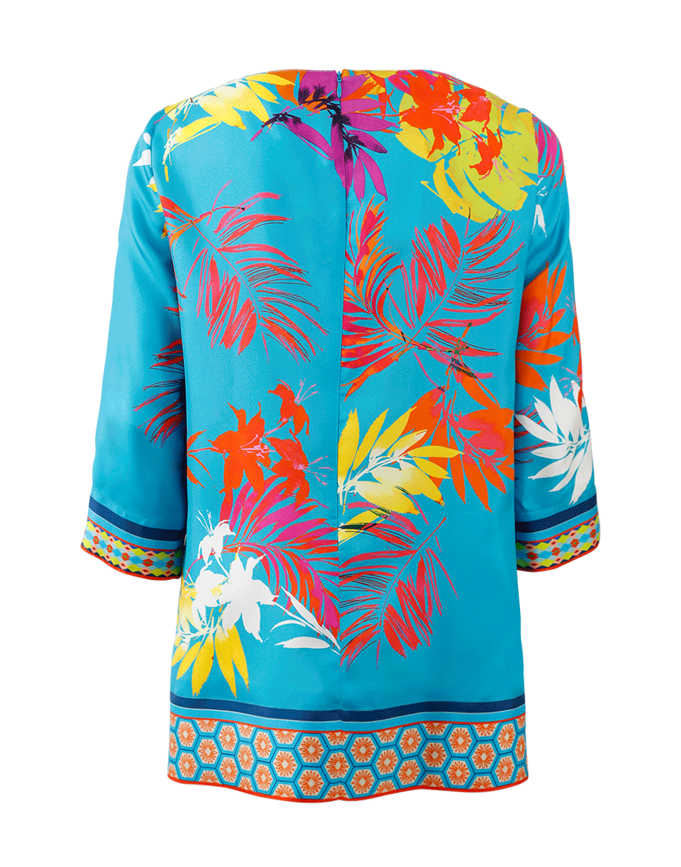 MAISON COMMON-Abstract Palm Print Tunic-TURQ