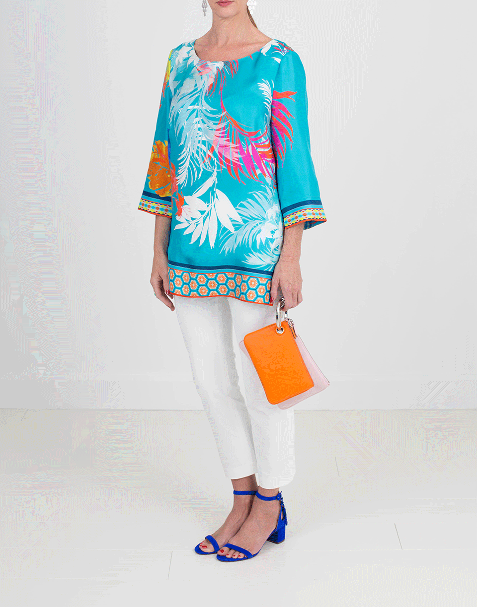 MAISON COMMON-Abstract Palm Print Tunic-TURQ