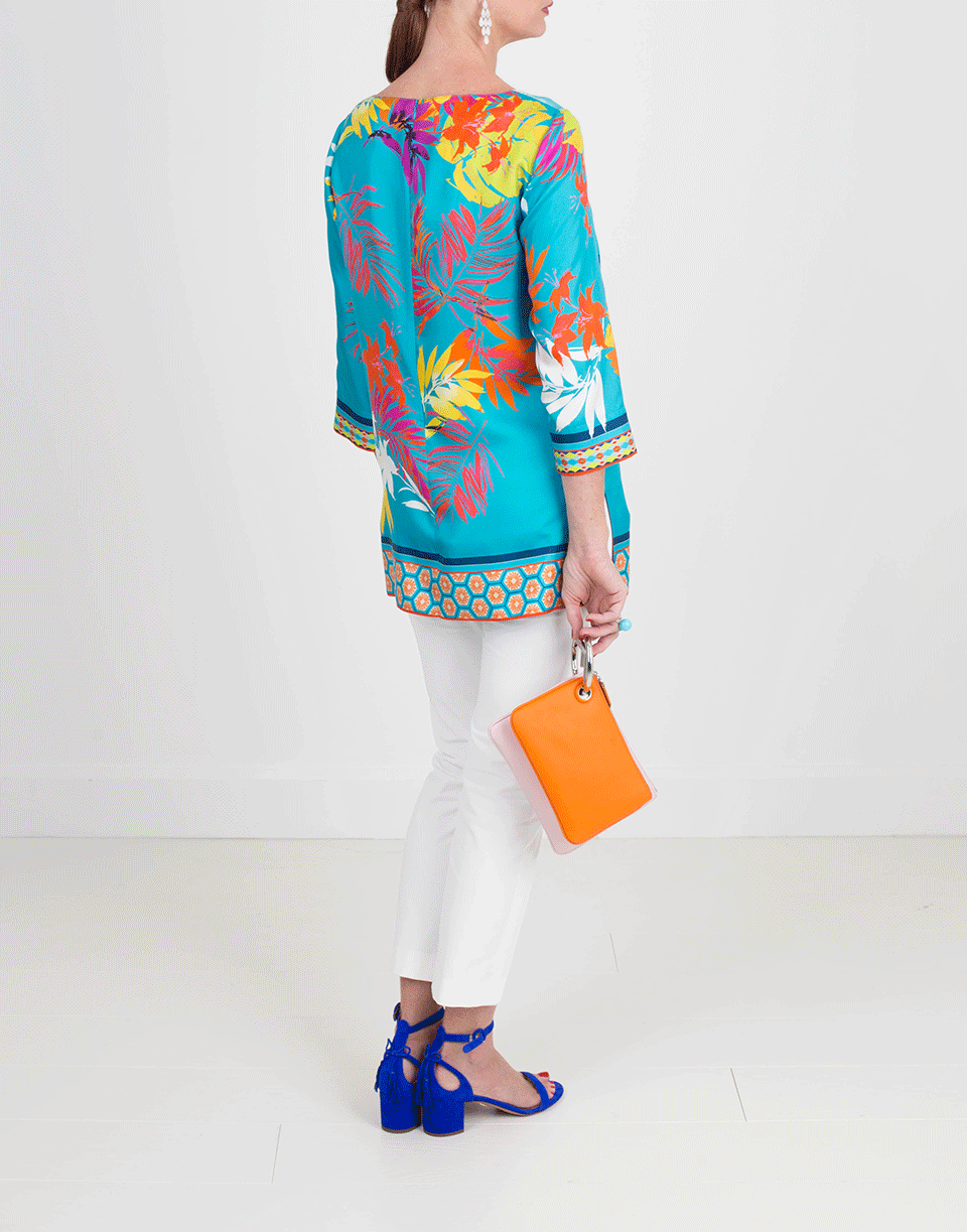 MAISON COMMON-Abstract Palm Print Tunic-TURQ