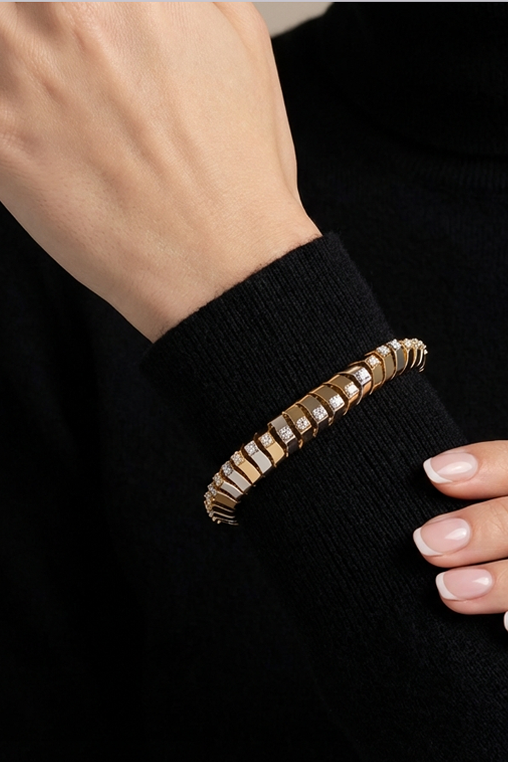  Diamond Small Equation Bracelet-YELLOW GOLD-15-JEWELRYFINE JEWELBRACELET O-MAISON MARCELLE 