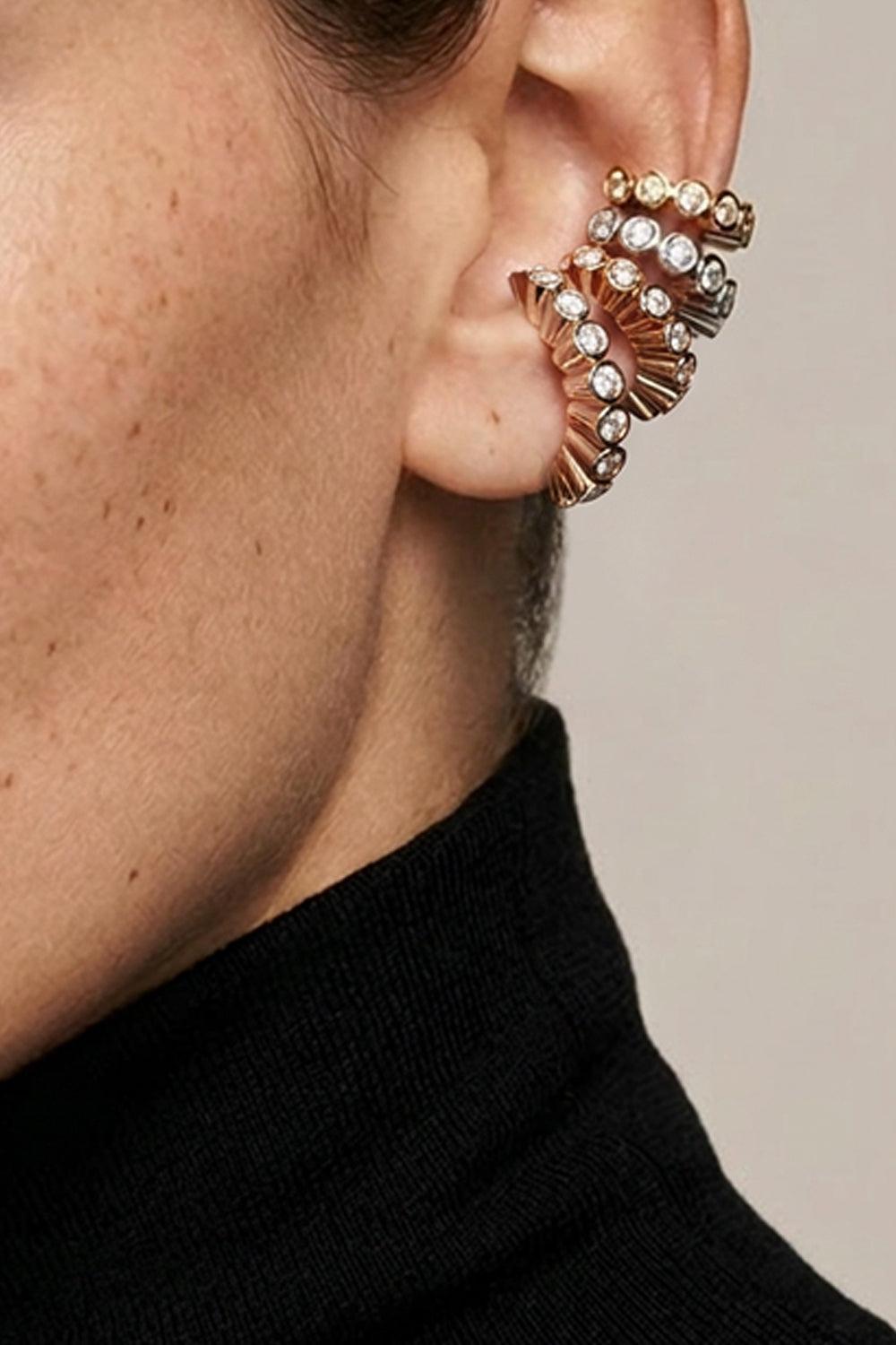  Diamond Ribbed Serti Clos Ear Cuff-YELLOW GOLD-JEWELRYFINE JEWELEARRING-MAISON MARCELLE 