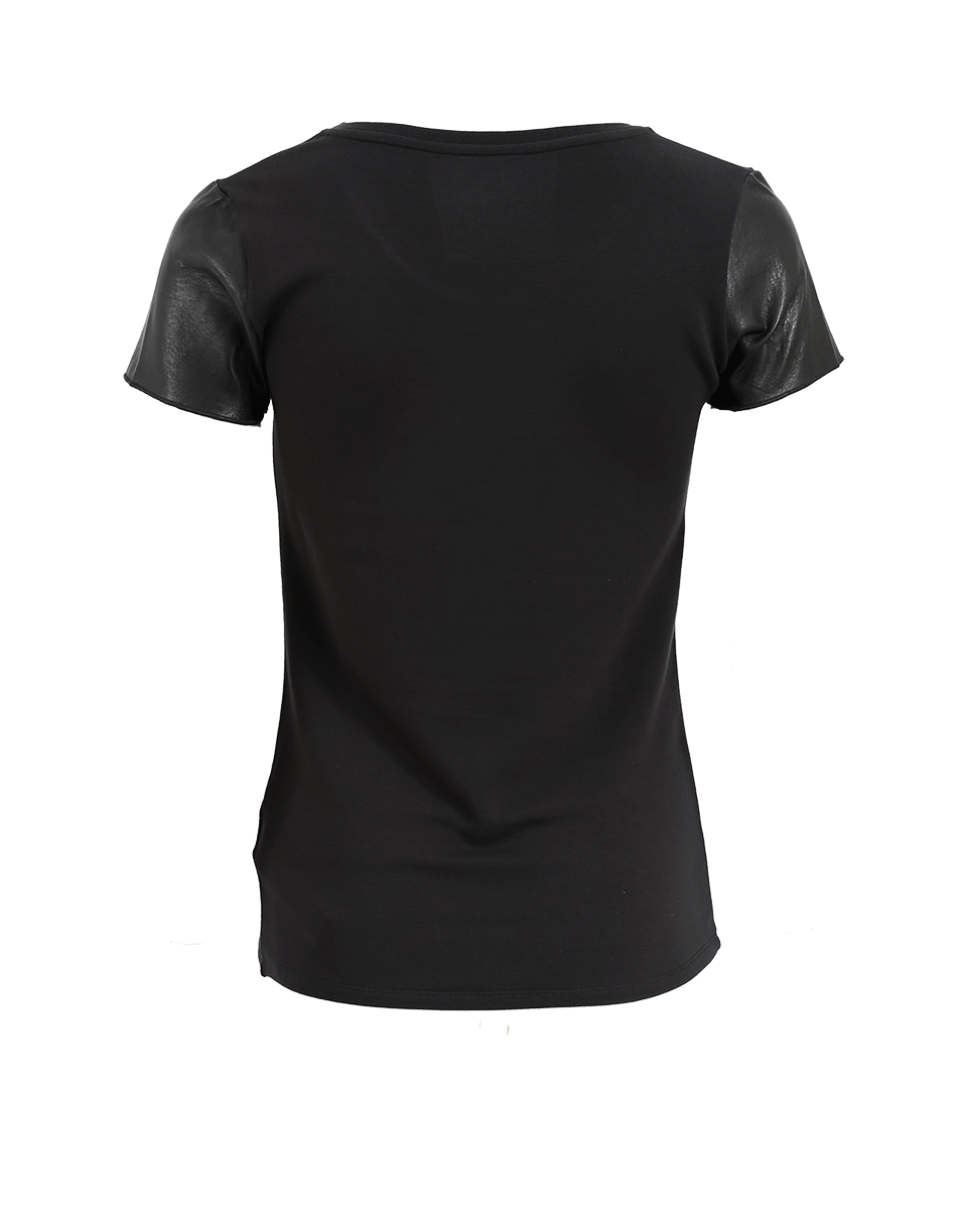MAJESTIC FILATURES-Leather Sleeve Tee-