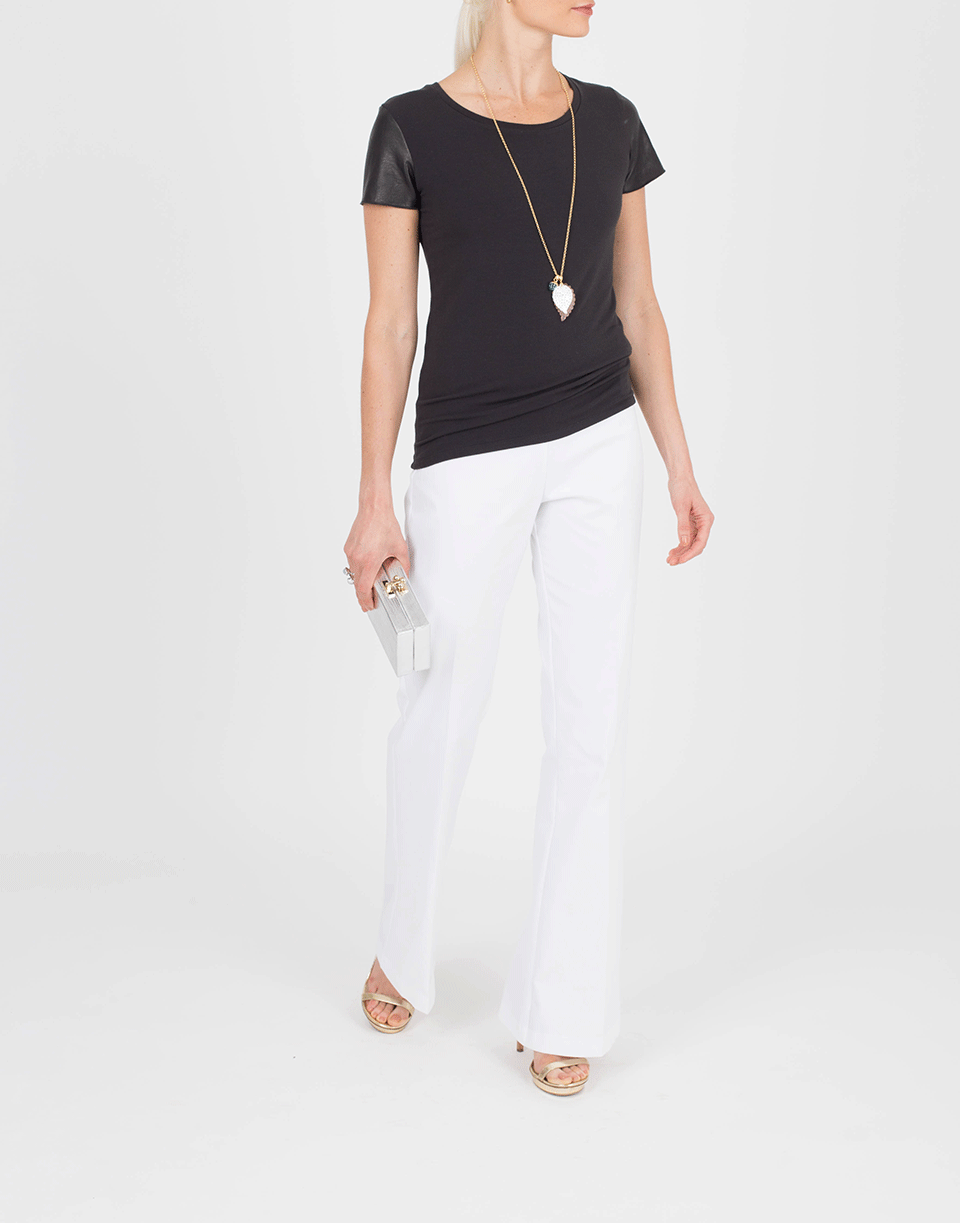 MAJESTIC FILATURES-Leather Sleeve Tee-