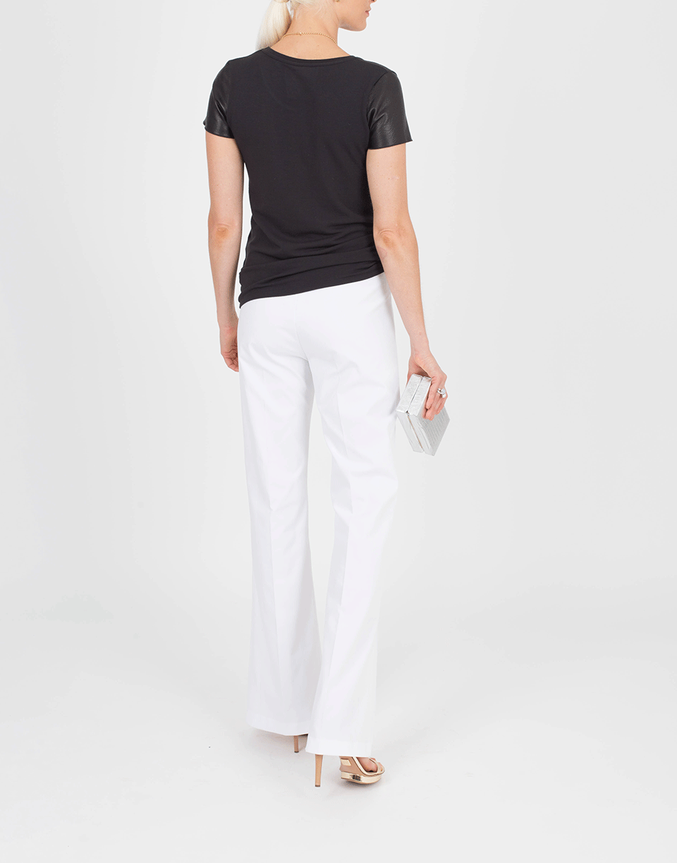 MAJESTIC FILATURES-Leather Sleeve Tee-