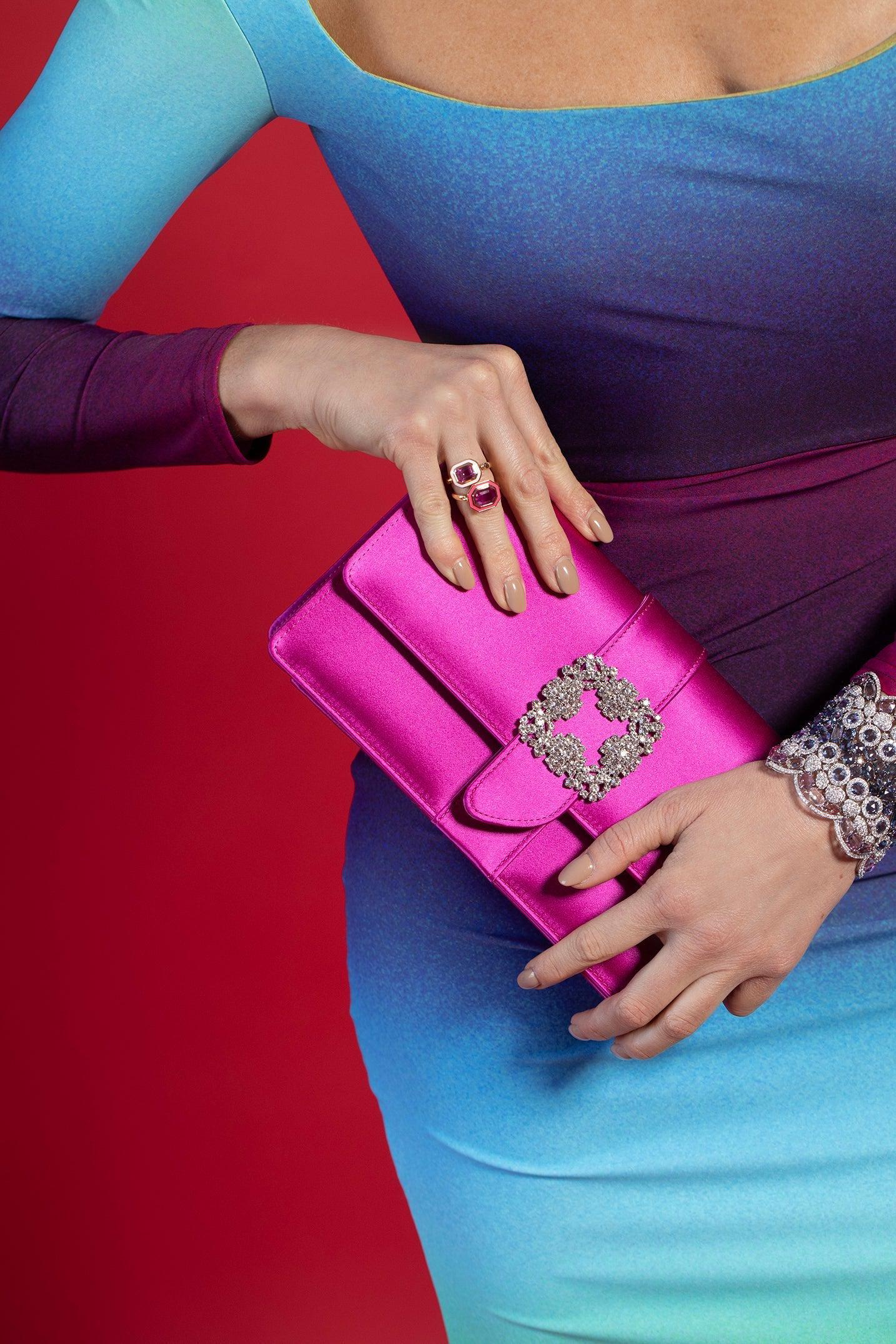 MANOLO BLAHNIK-Capri Clutch - Bright Purple-BPURPLE