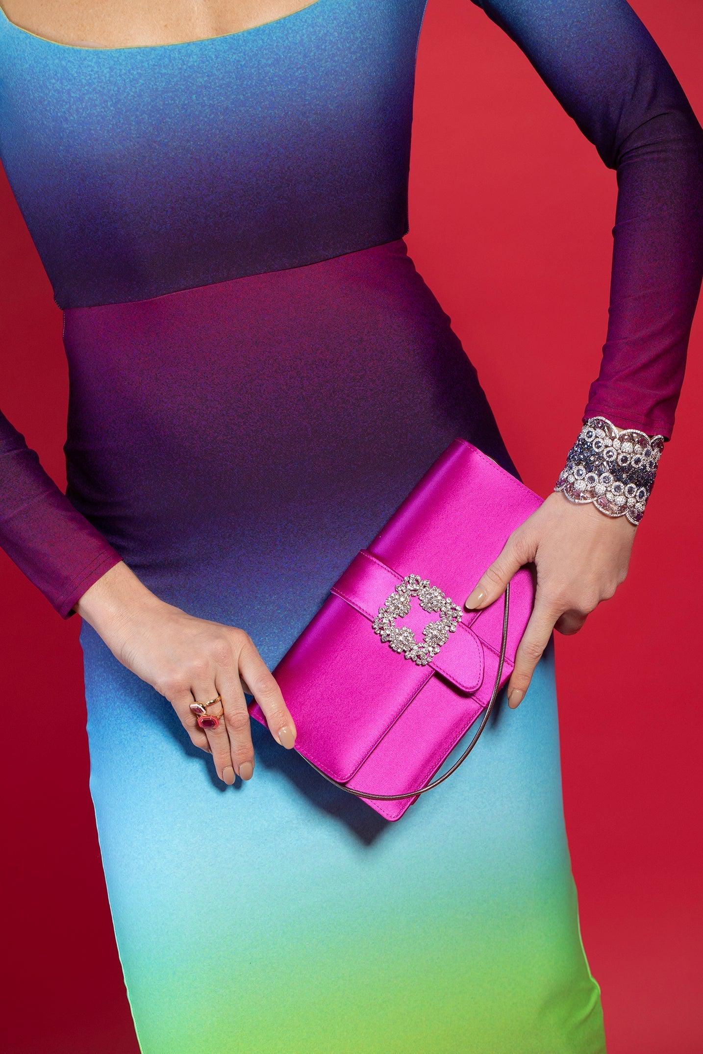 MANOLO BLAHNIK-Capri Clutch - Bright Purple-BPURPLE