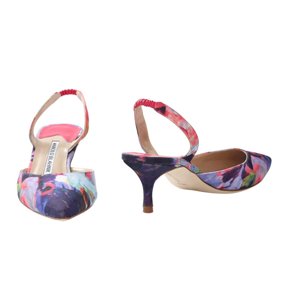 MANOLO BLAHNIK-Carolyne Floral Print Slingback Heels-