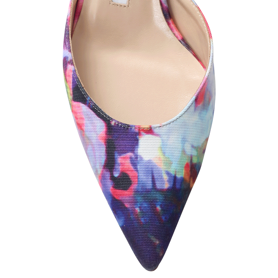 MANOLO BLAHNIK-Carolyne Floral Print Slingback Heels-