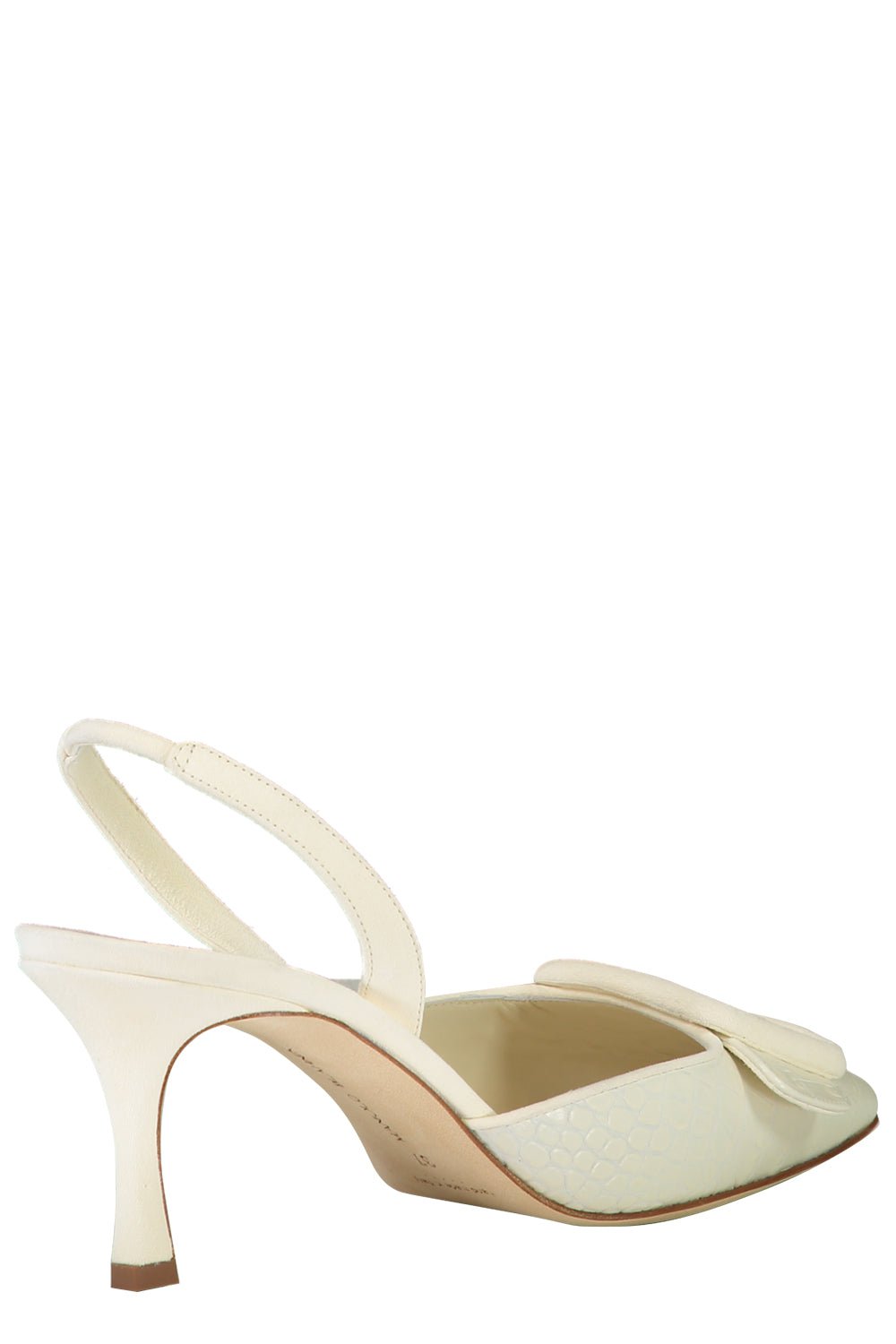 Maysli Slingback Pump - Light Cream Croc | MANOLO BLAHNIK