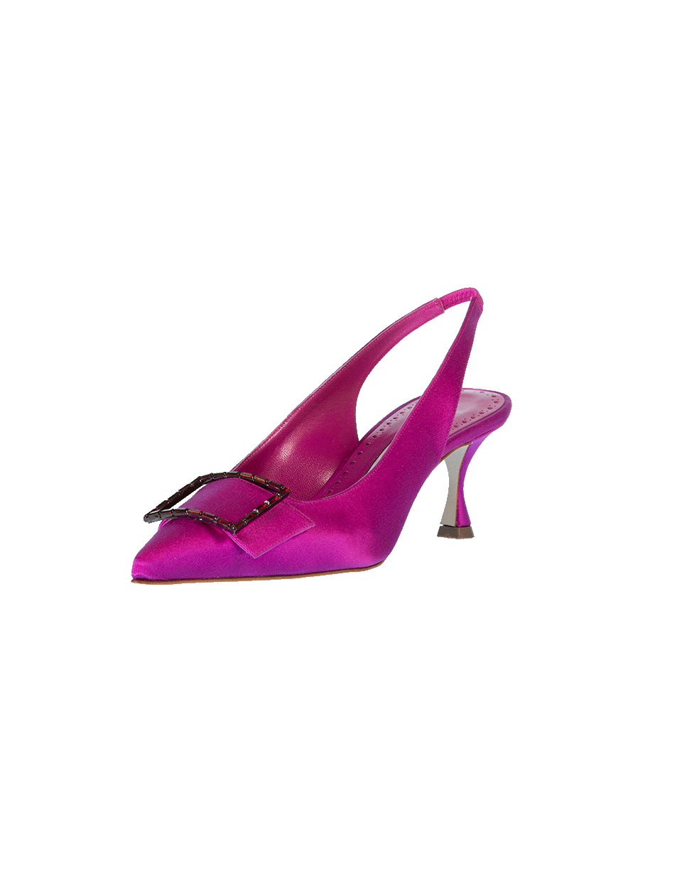 MANOLO BLAHNIK-Jewel Buckle Satin Slingback Shoe-