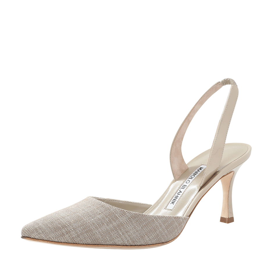 MANOLO BLAHNIK-Carolyne Linen Slingback Heels-