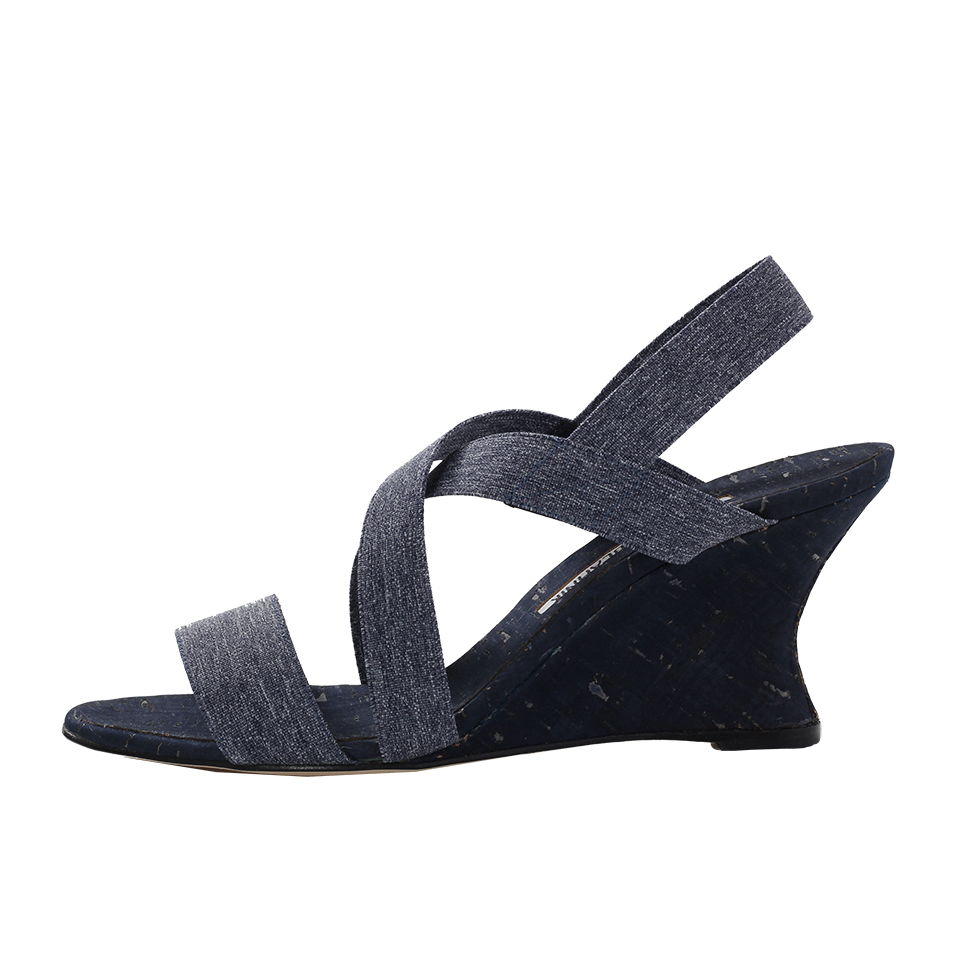 MANOLO BLAHNIK-Terwe Elastic Wedge Sandal-