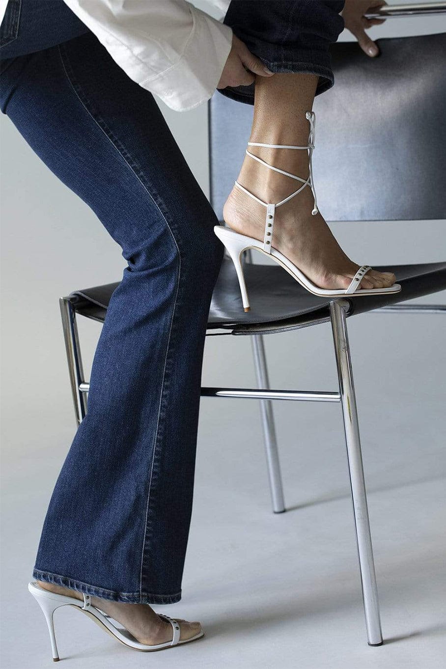 MANOLO BLAHNIK-Morata Pop Ankle Wrap Heel Sandal-