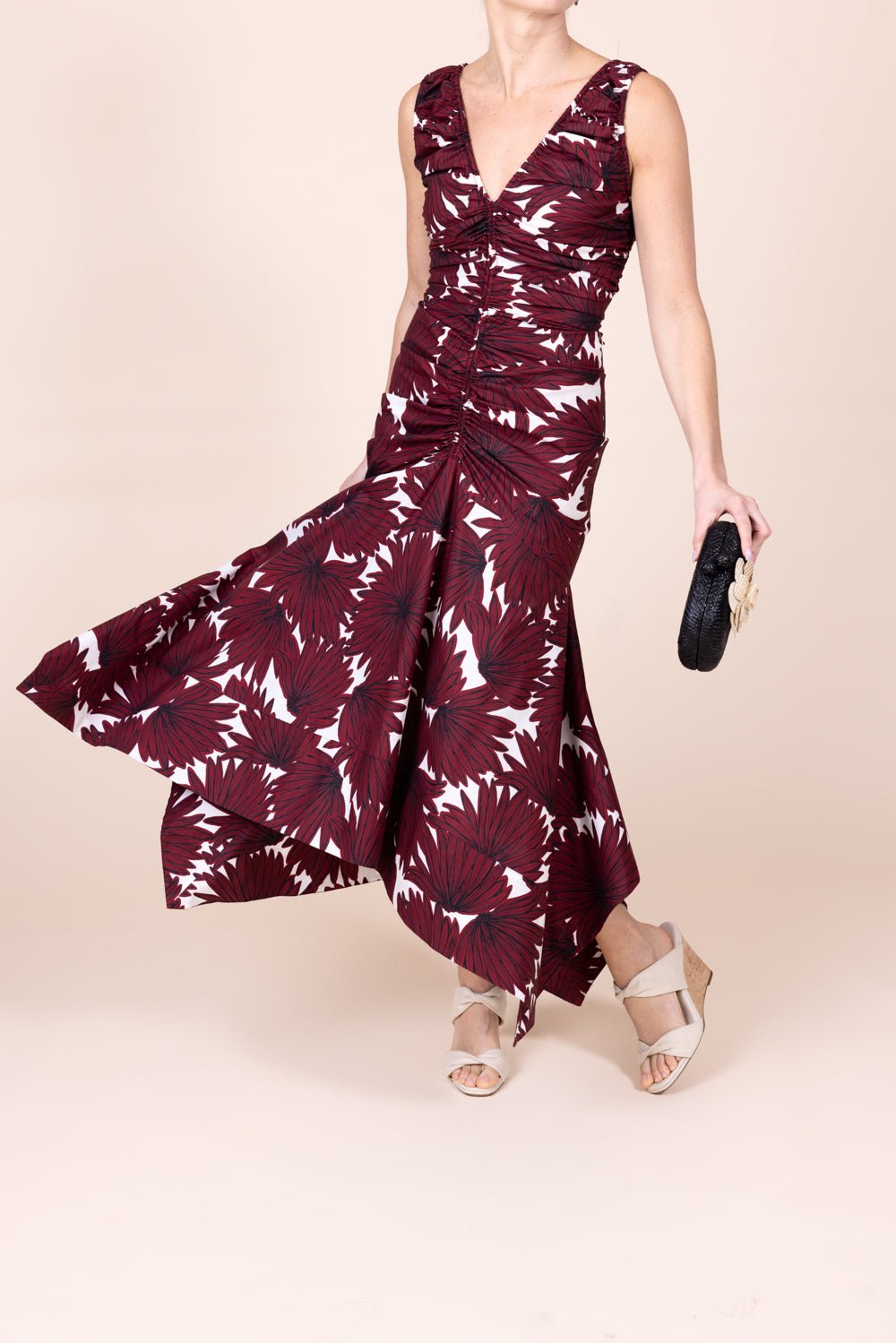MANTU-Gathered Vneck Dress-