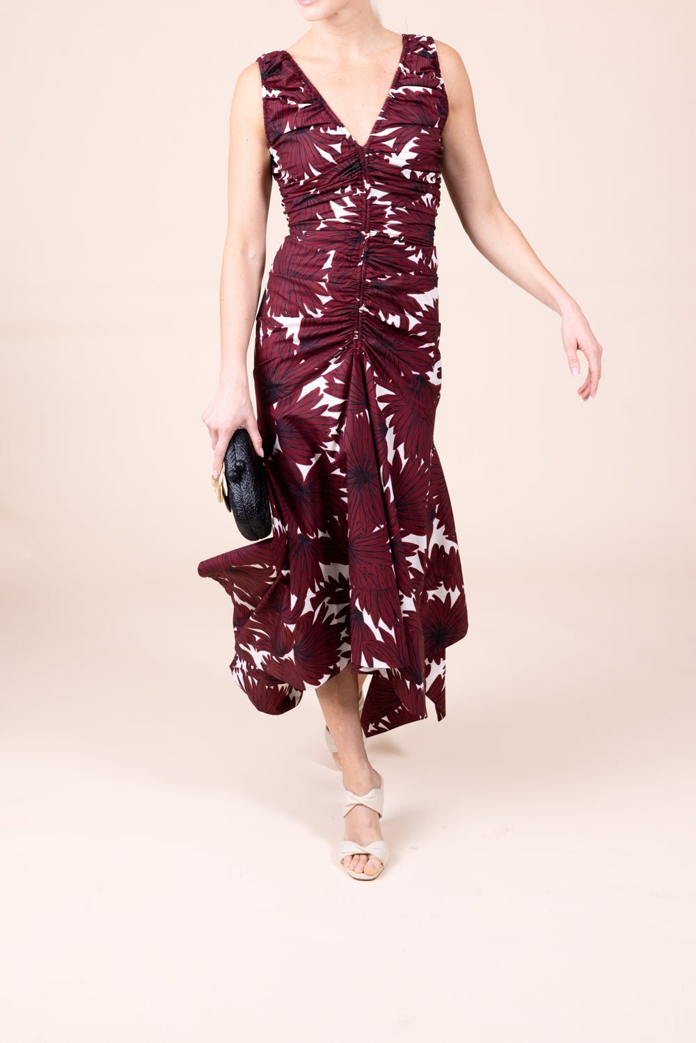 MANTU-Gathered Vneck Dress-
