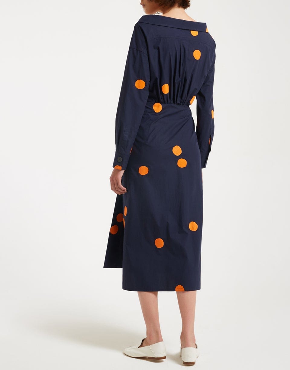 MANTU-Long Sleeve Wrap Style Open Neck Dress-