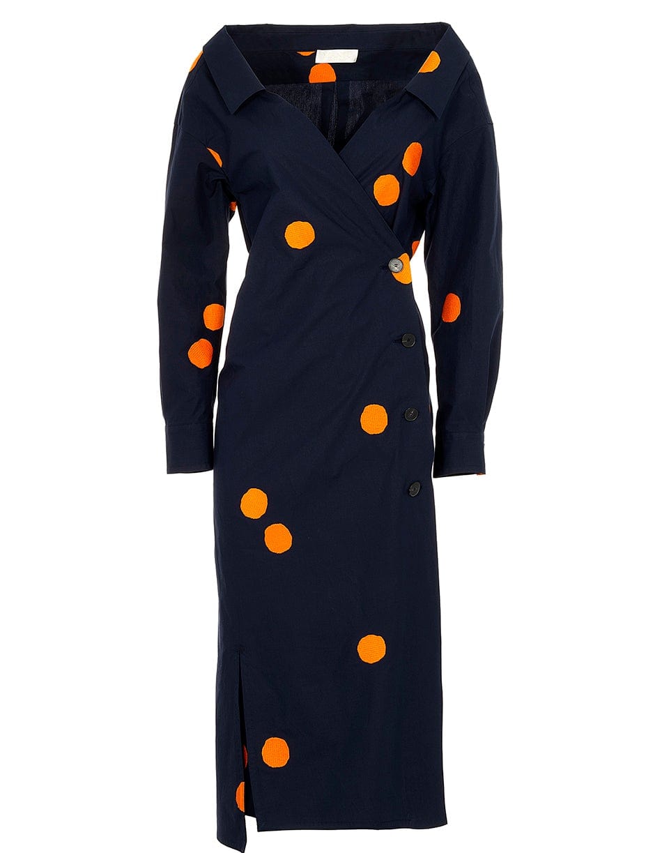 MANTU-Long Sleeve Wrap Style Open Neck Dress-