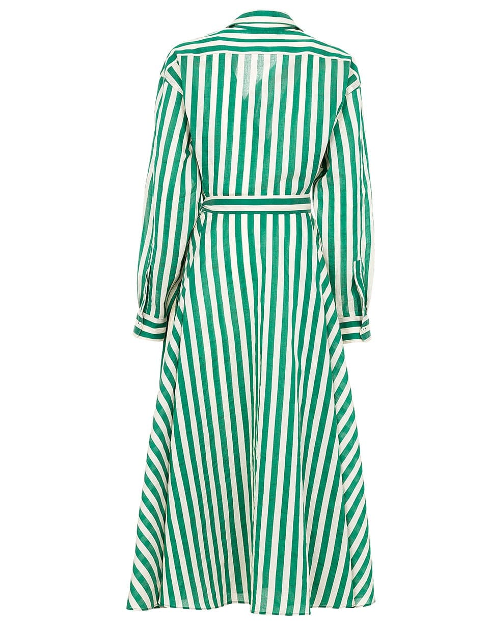 MANTU-Long Sleeve Wrap Style Striped Dress-