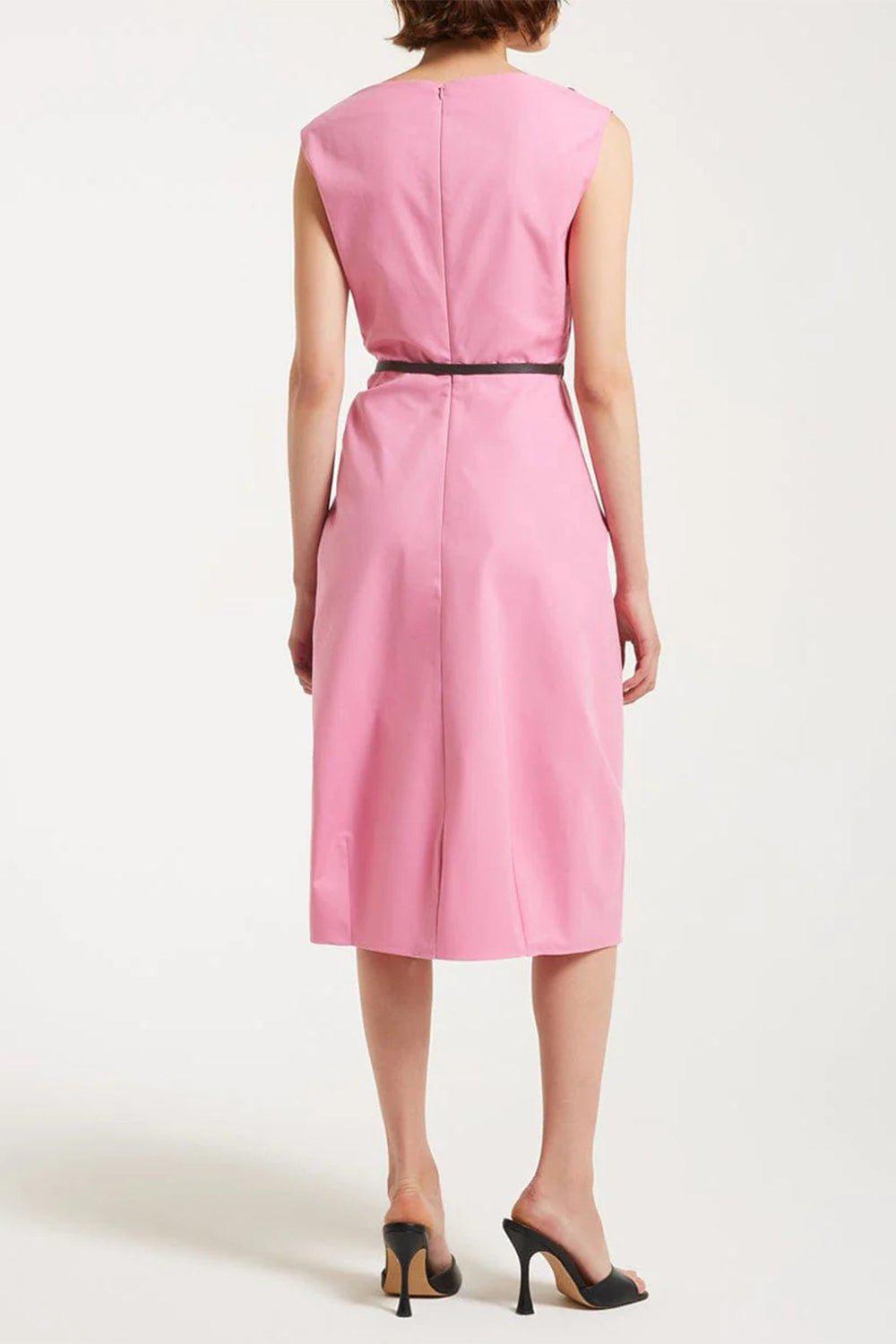 MANTU-Sleeveless Boat Neck Midi Dress-