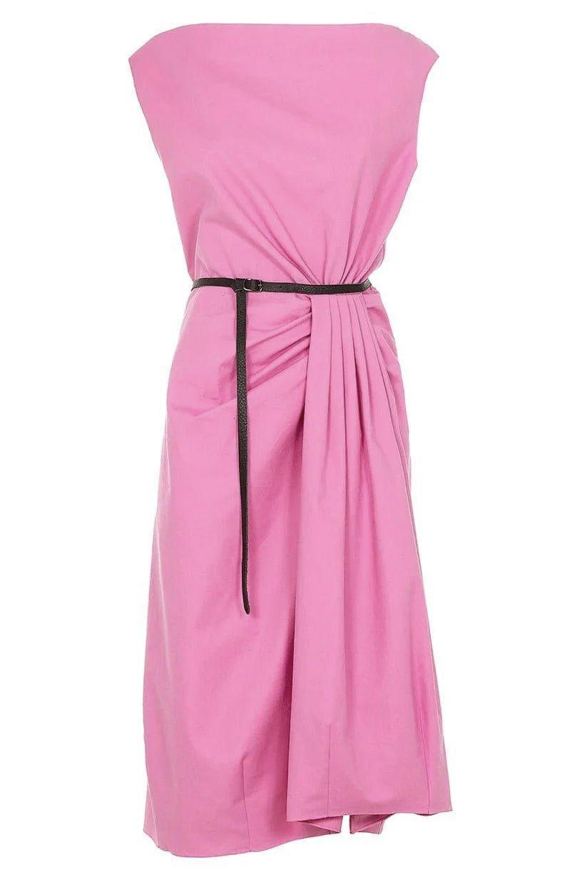 MANTU-Sleeveless Boat Neck Midi Dress-