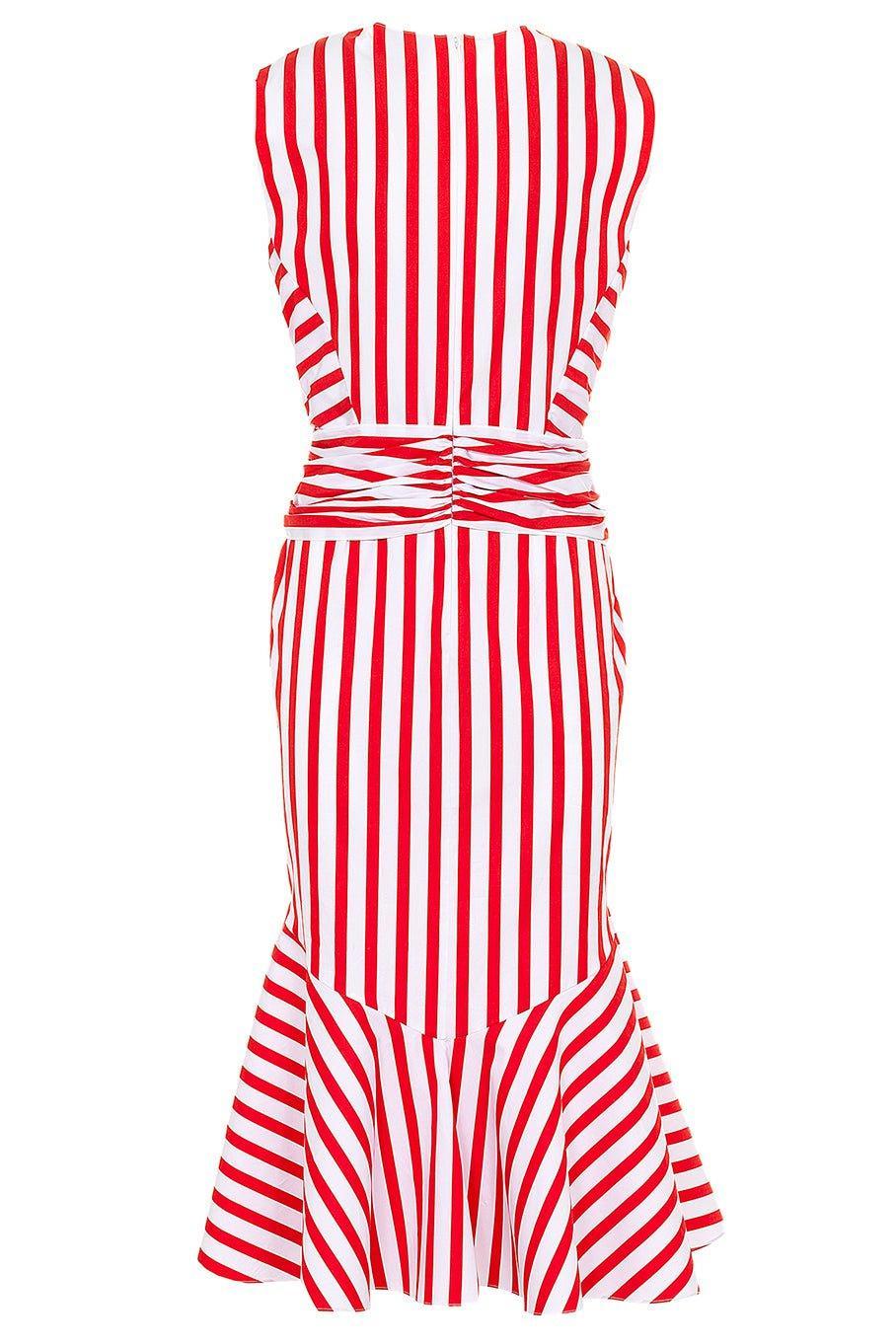 MANTU-Sleeveless Striped Midi Dress-