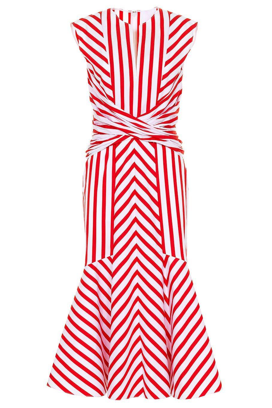 MANTU-Sleeveless Striped Midi Dress-