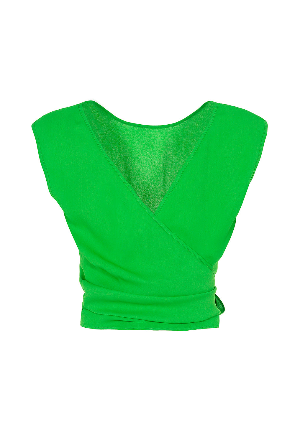 Sleeveless Wrap Tie Blouse-GREEN-40-CLOTHINGTOPBLOUSE-MANTU