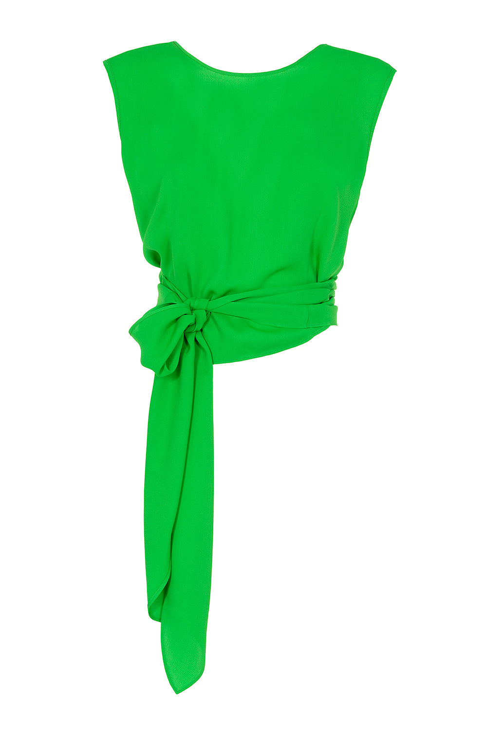 Sleeveless Wrap Tie Blouse-GREEN-40-CLOTHINGTOPBLOUSE-MANTU