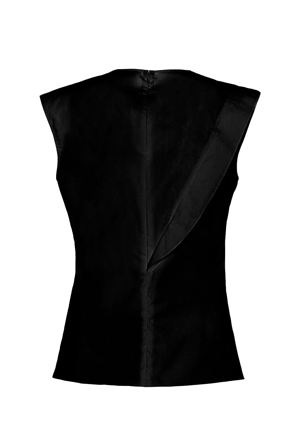 Sleeveless Gathered Top - Black-BLACK-38-CLOTHINGTOPBLOUSE-MANTU