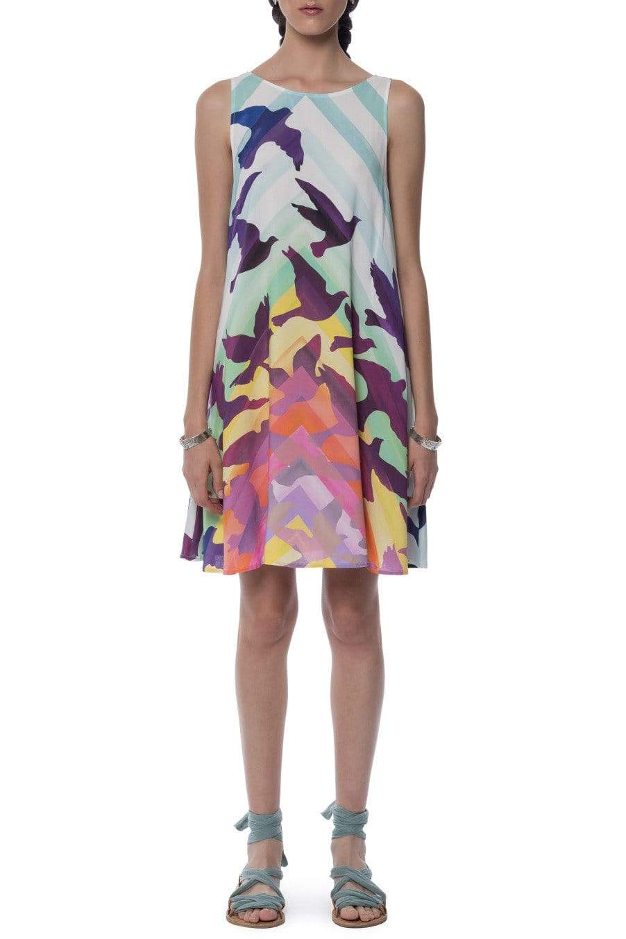 MARA HOFFMAN-Prismatic Swing Dress-WHITE