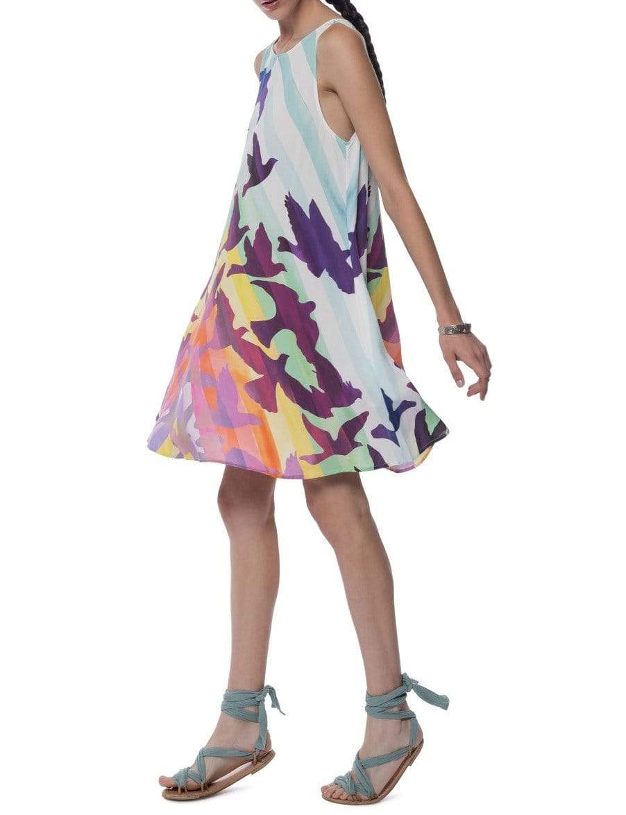 MARA HOFFMAN-Prismatic Swing Dress-WHITE