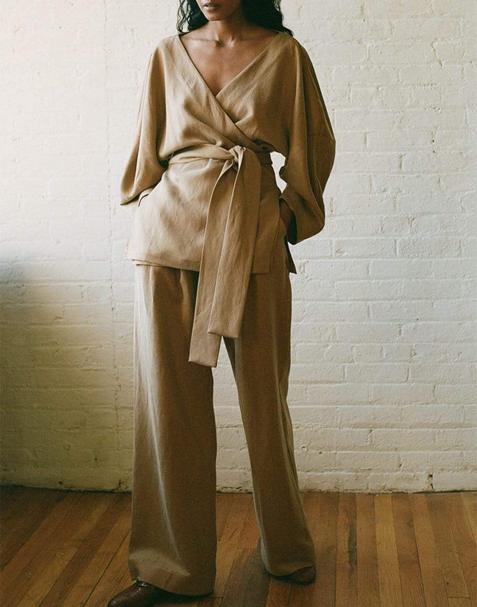 MARA HOFFMAN-Brown Woven Susa Tie Top-