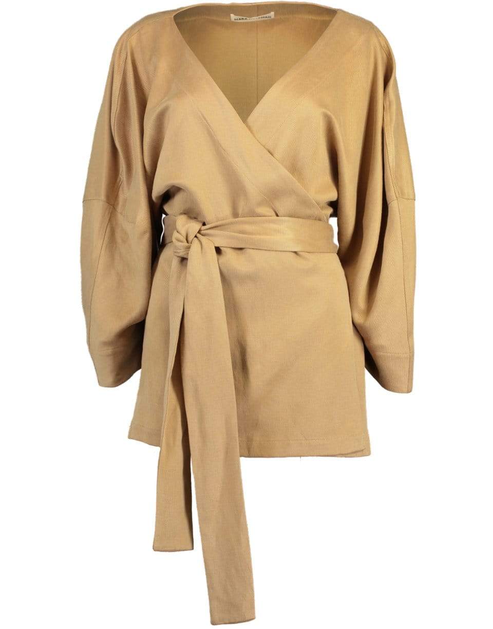 MARA HOFFMAN-Brown Woven Susa Tie Top-