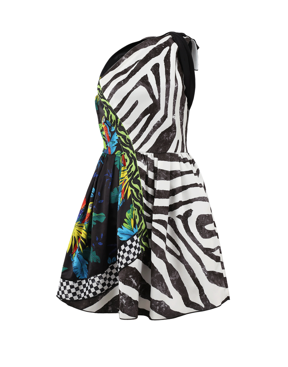 MARC JACOBS-One Shoulder Printed Dress-BLACK