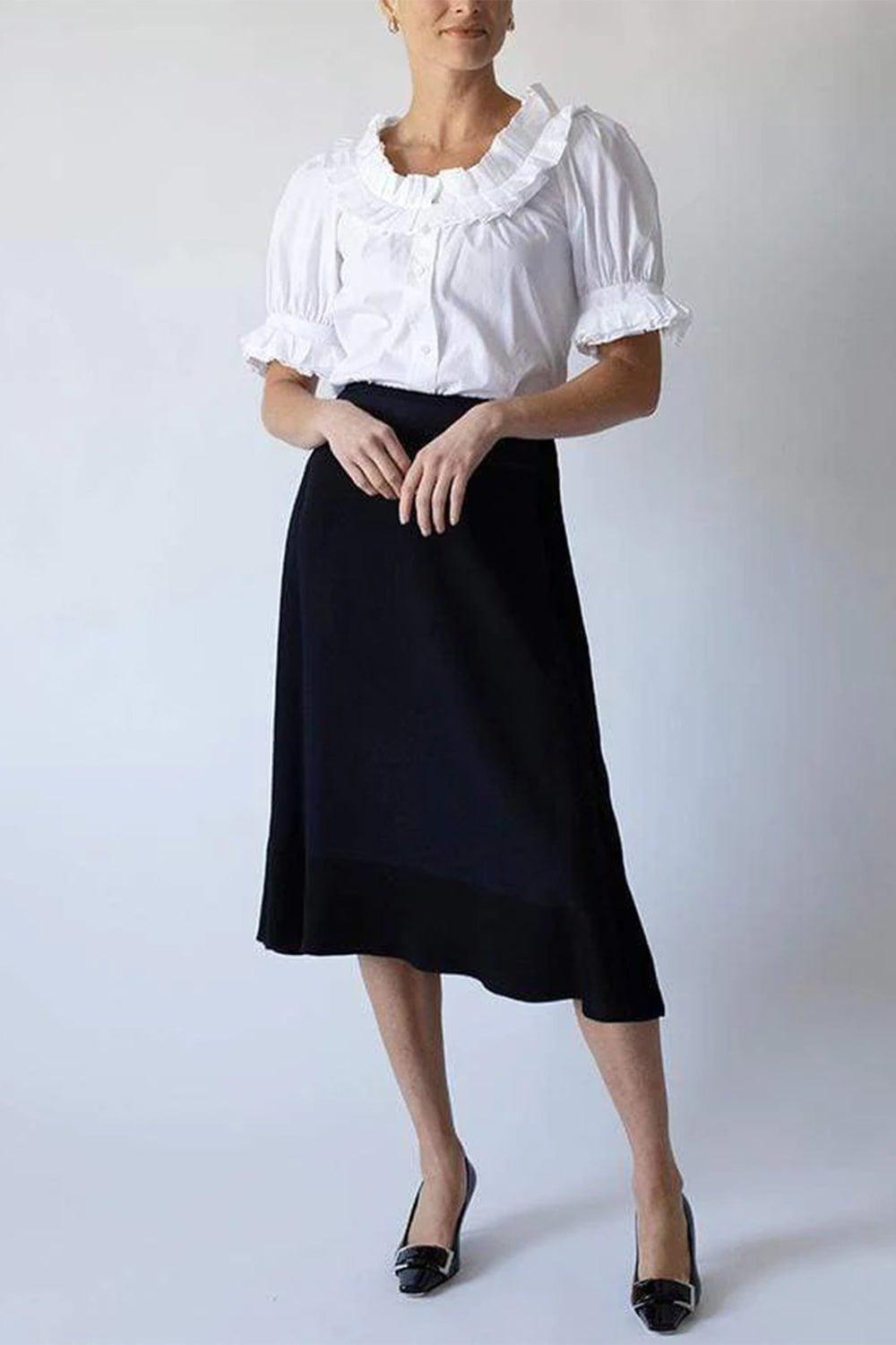 MARC JACOBS-Raw-Edge Trim Midi Skirt-BLACK