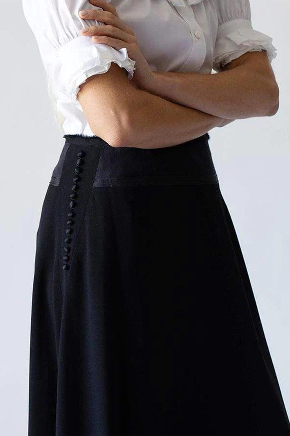 MARC JACOBS-Raw-Edge Trim Midi Skirt-BLACK