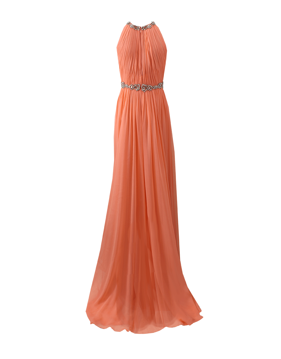 MARCHESA-High Neck Chiffon Gown-SORBET