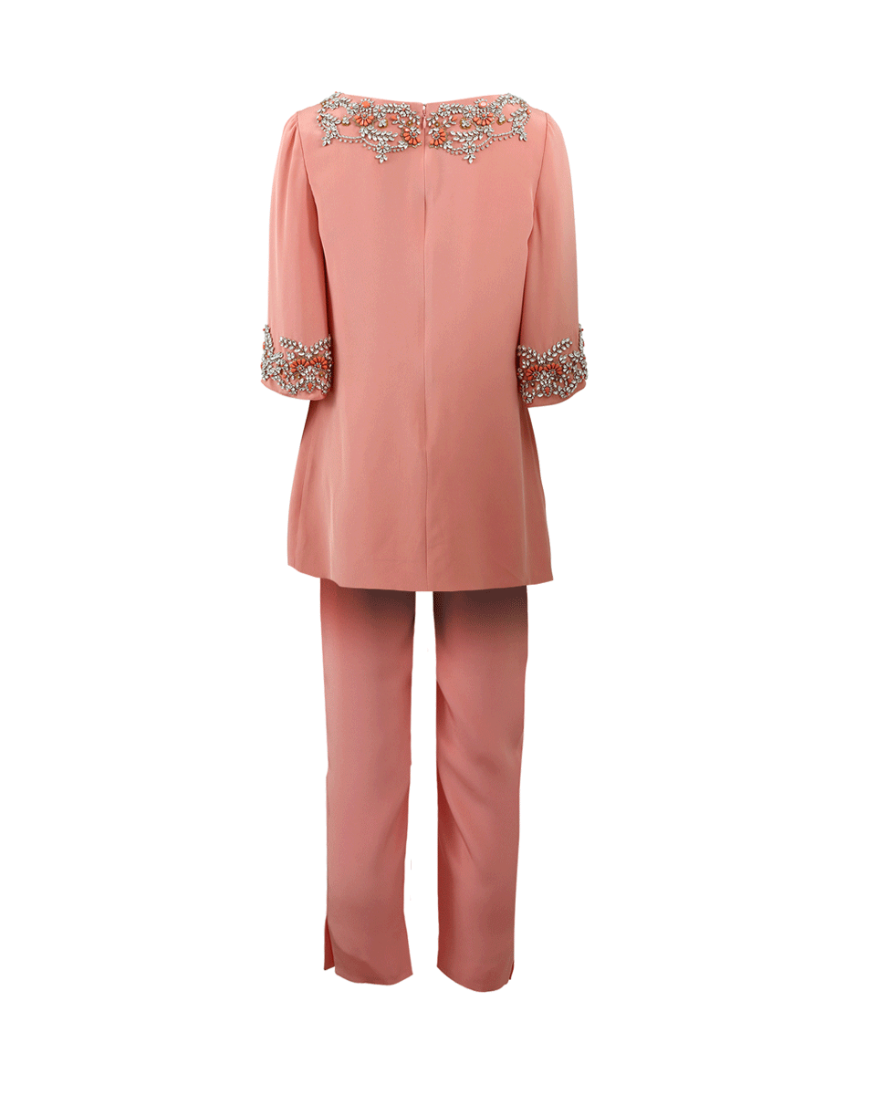 MARCHESA-Embroidered Tunic With Pajama Pant-