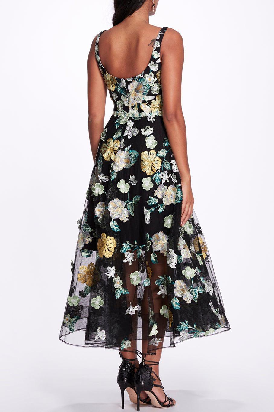 MARCHESA NOTTE-Embroidered Tulle Midi Dress-