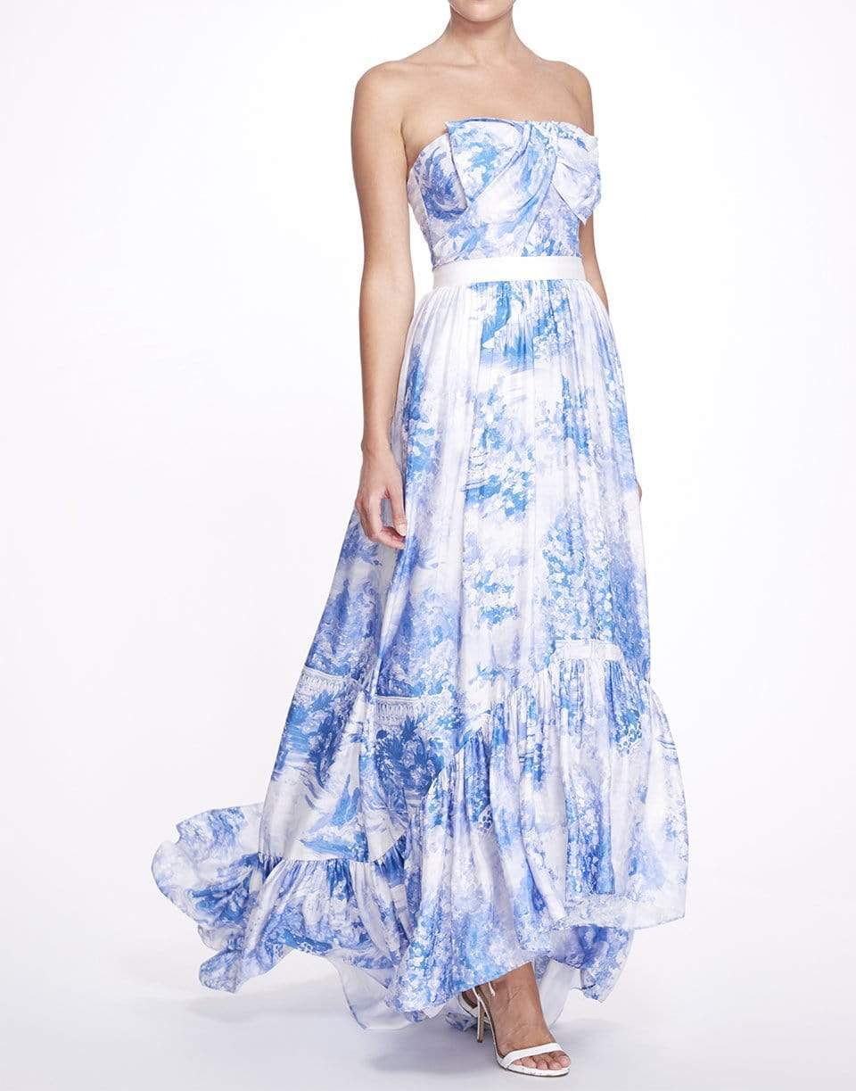 MARCHESA NOTTE-Strapless Maxi Dress-