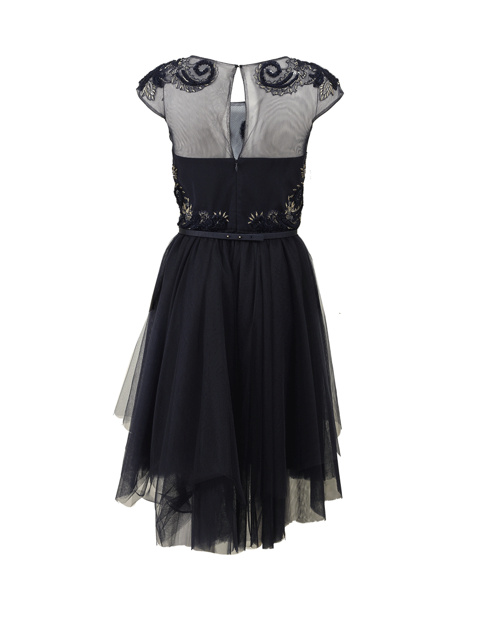 MARCHESA NOTTE-Embroidered Cap Sleeve Dress-