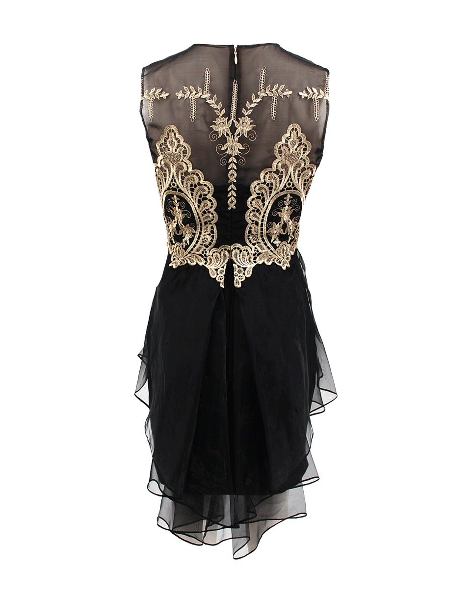 Sleeveless Gold Lace Cocktail Dress