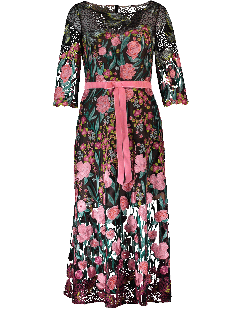 MARCHESA NOTTE-Embroidered Cocktail Dress-