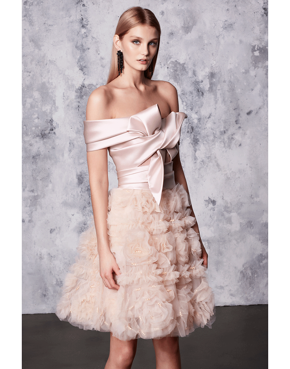 Strapless Cocktail Mikado Draped Dress