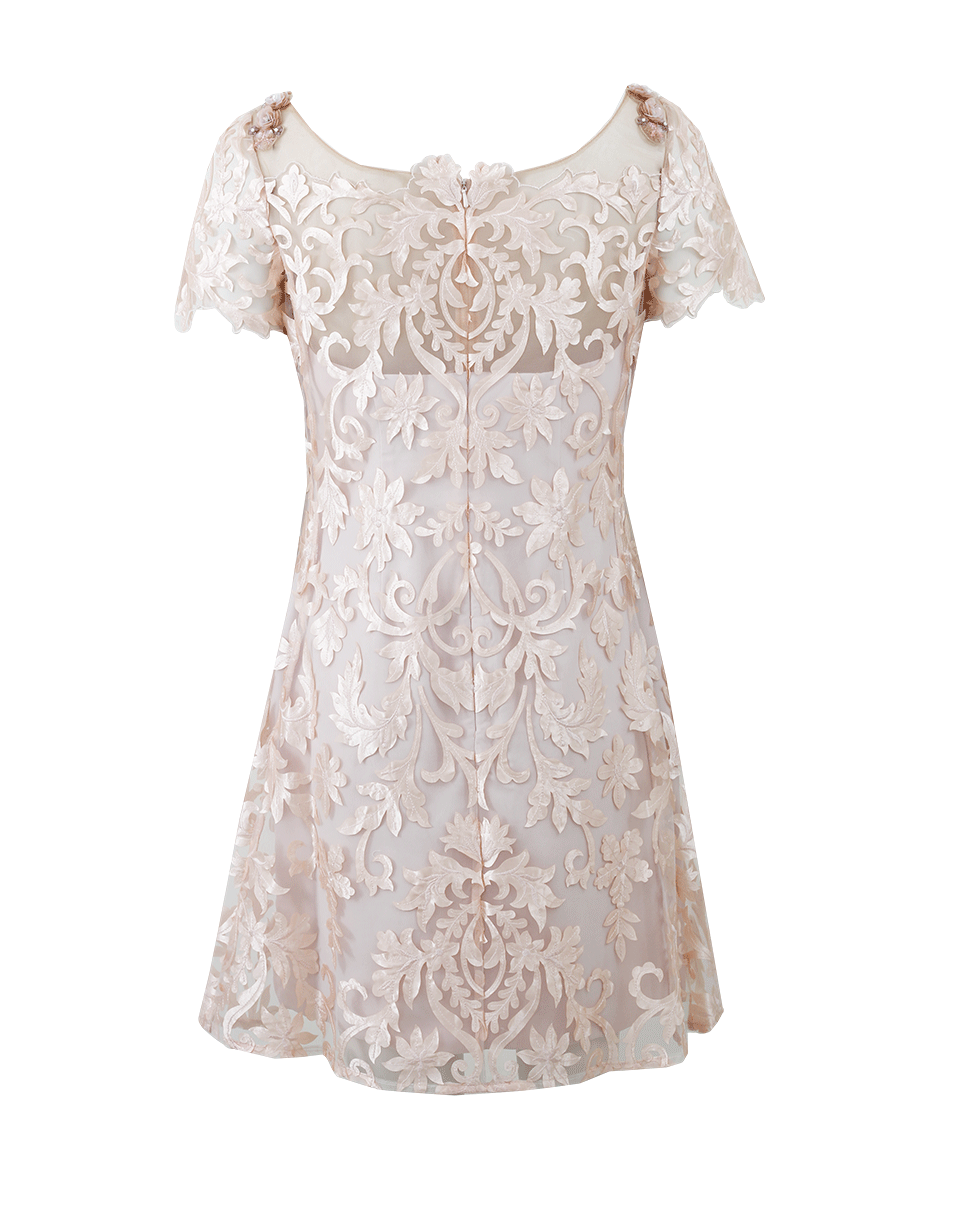 MARCHESA NOTTE-Laser Cut Floral Dress-