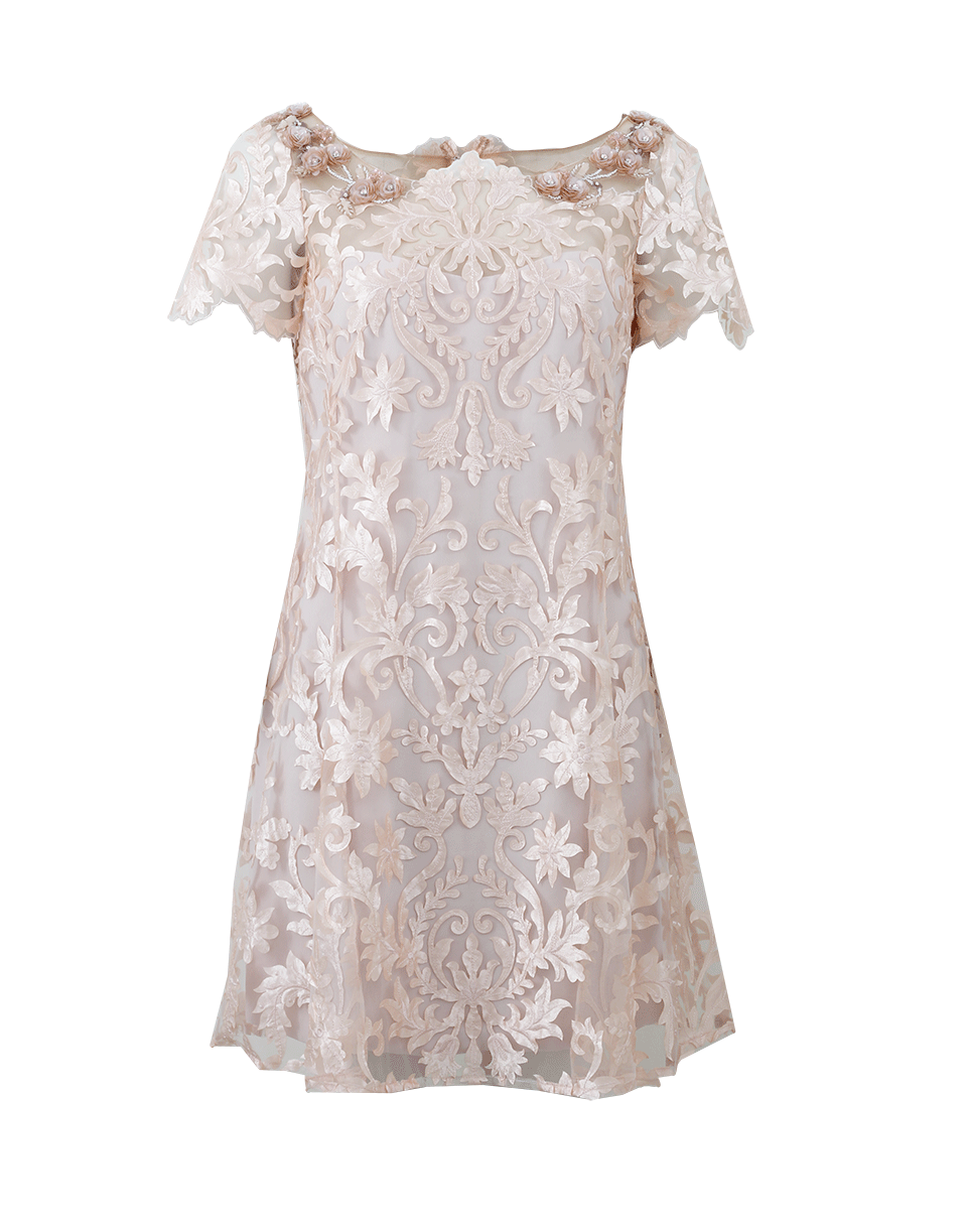 MARCHESA NOTTE-Laser Cut Floral Dress-