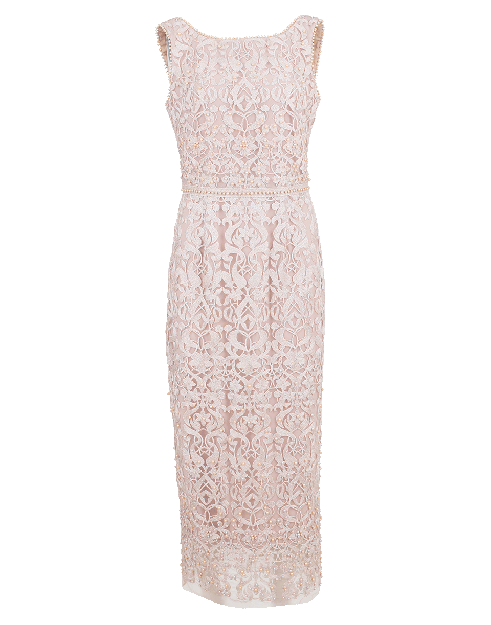 MARCHESA NOTTE-Metallic Embroidered Shift Dress-