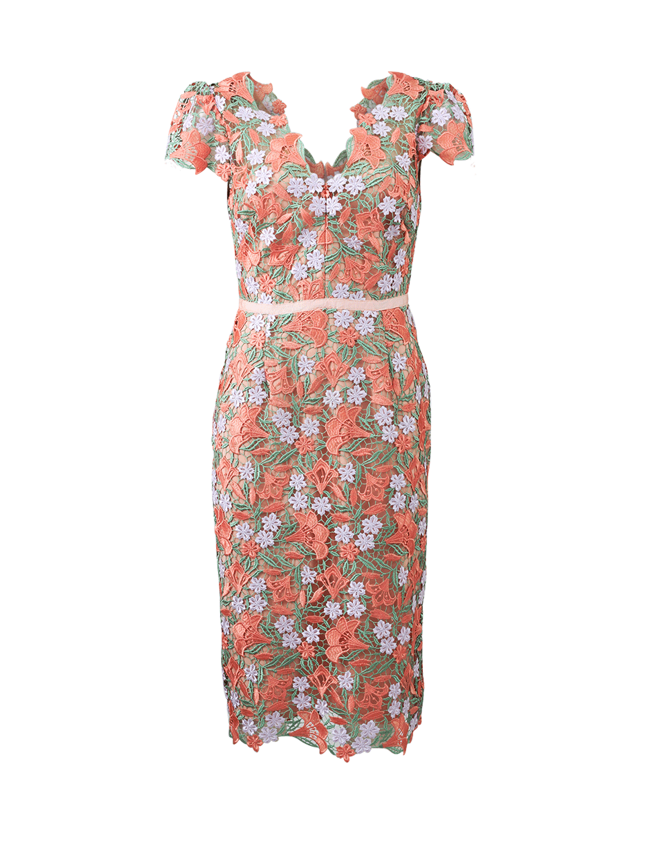 MARCHESA NOTTE-Guipure Floral Lace Dress-